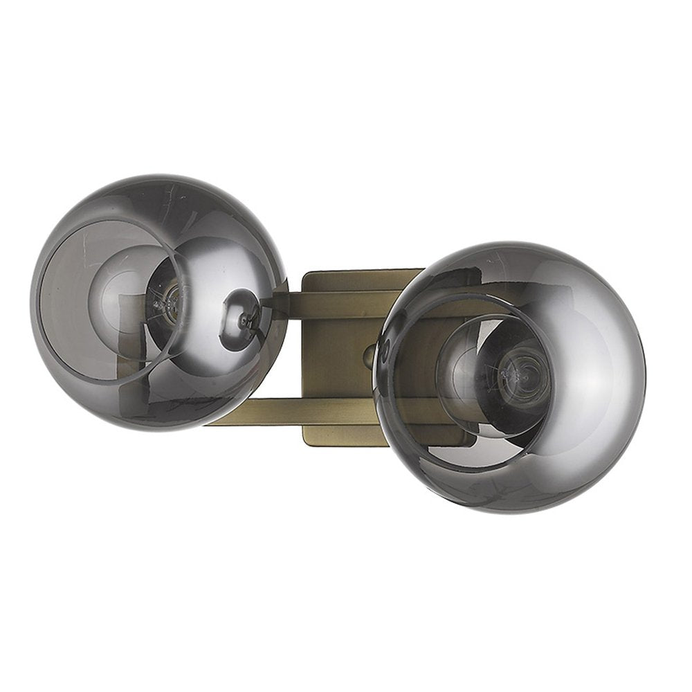 9" Smoky Black And Brass Metal Vanity Flush Mounted Sconce — view 1