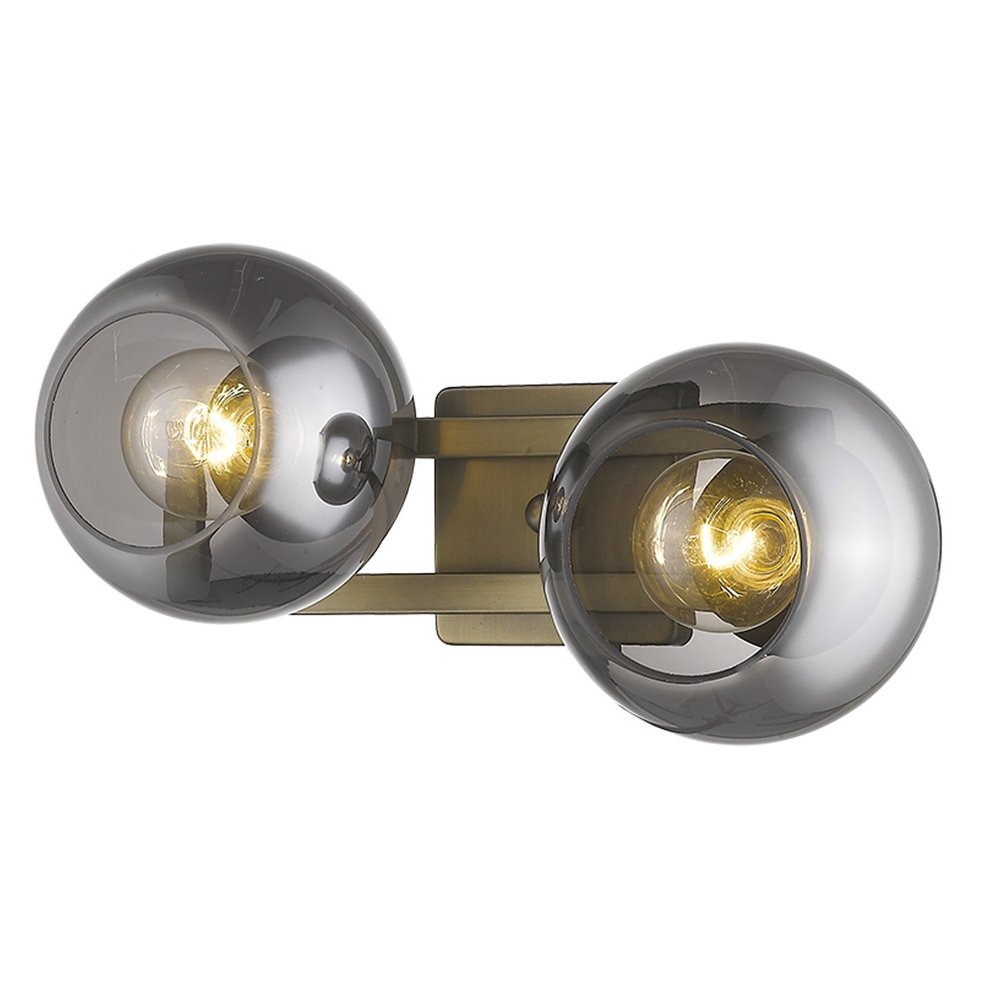 9" Smoky Black And Brass Metal Vanity Flush Mounted Sconce — view 2