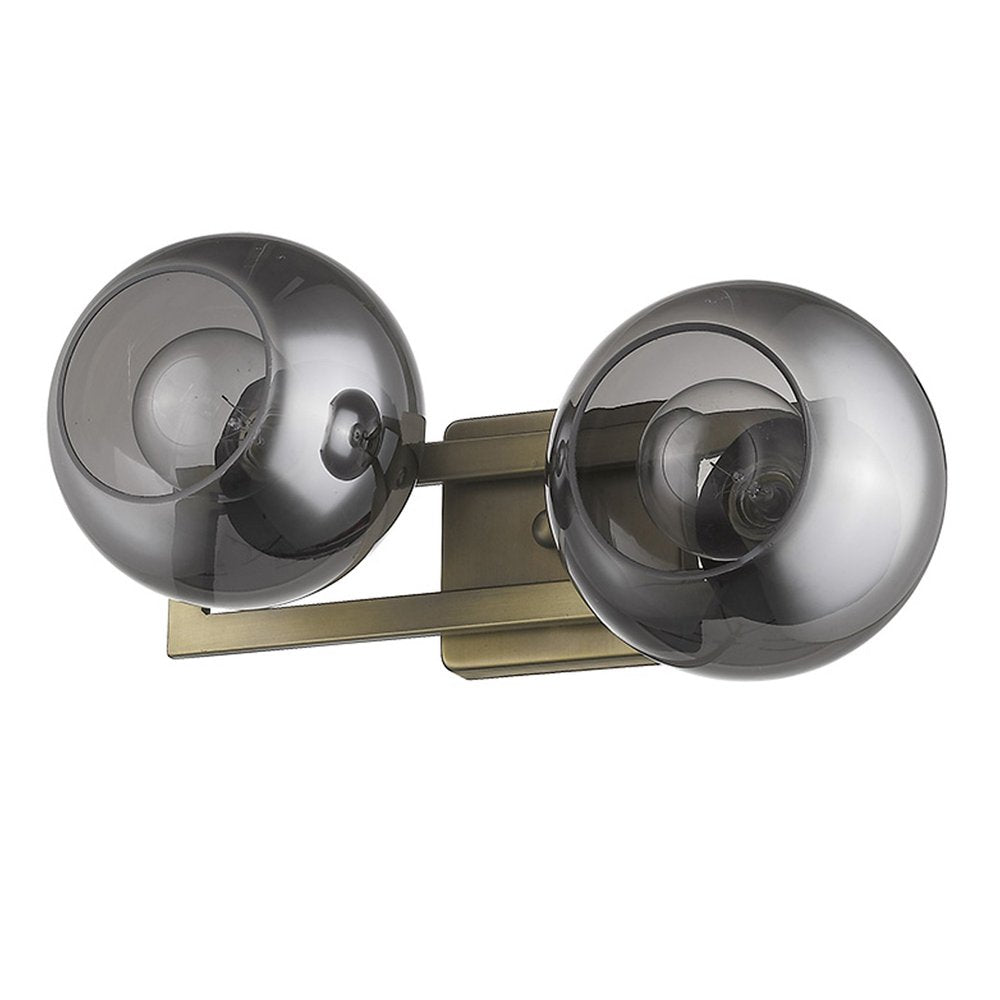 9" Smoky Black And Brass Metal Vanity Flush Mounted Sconce HomeRoots