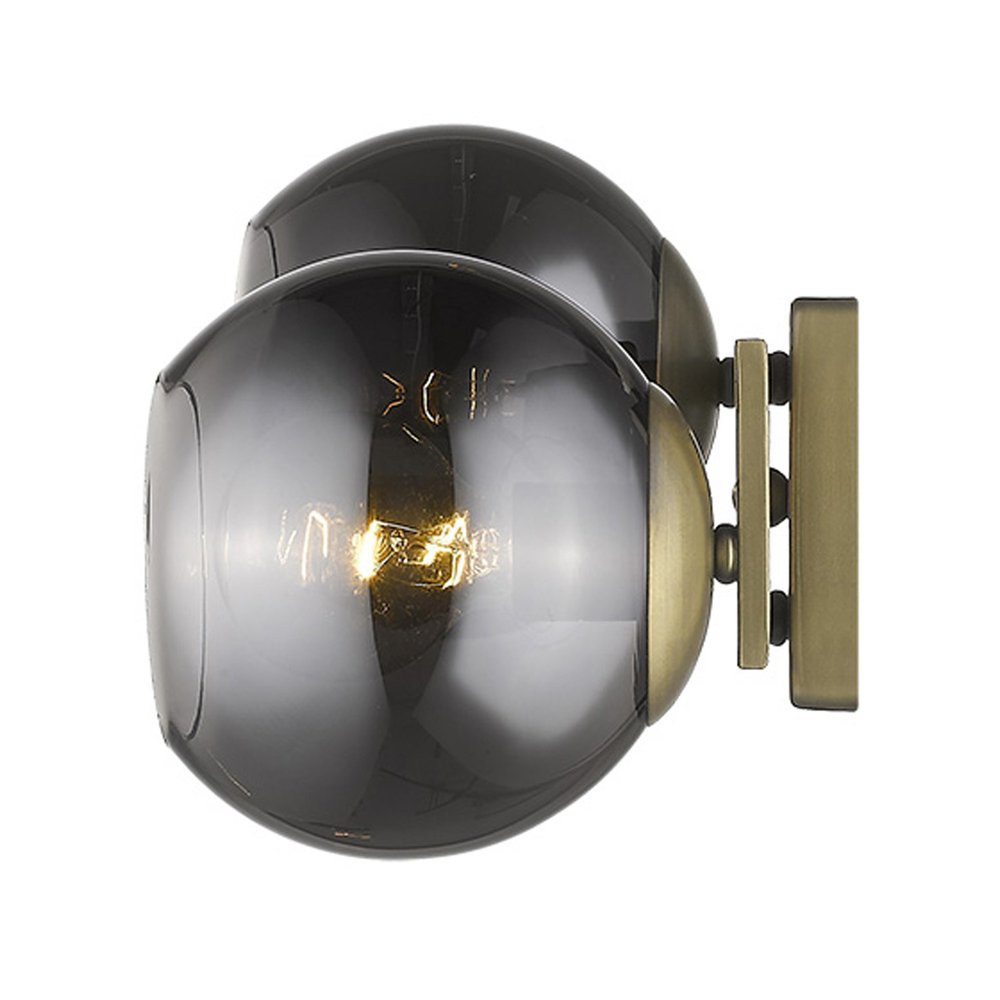 9" Smoky Black And Brass Metal Vanity Flush Mounted Sconce HomeRoots