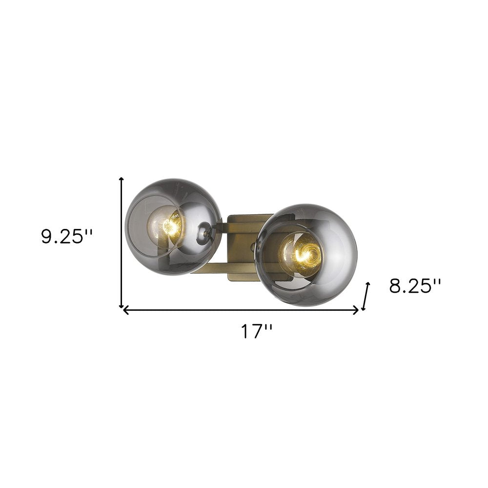 9" Smoky Black And Brass Metal Vanity Flush Mounted Sconce HomeRoots