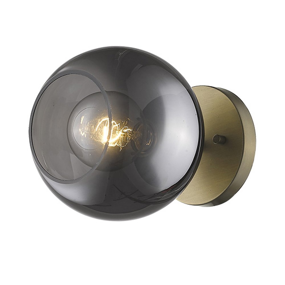 Gold and Smoked Glass Wall Light HomeRoots