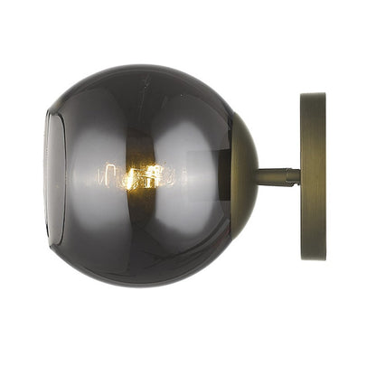 Gold and Smoked Glass Wall Light HomeRoots