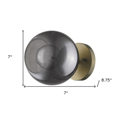 Gold and Smoked Glass Wall Light HomeRoots