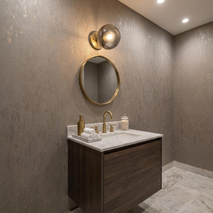 Gold and Smoked Glass Wall Light HomeRoots