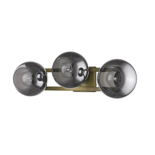9" Smoky Black And Brass Metal Vanity Flush Mounted Sconce HomeRoots