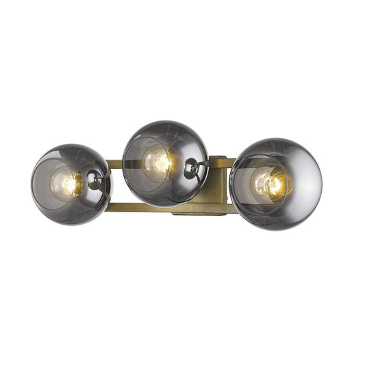 9" Smoky Black And Brass Metal Vanity Flush Mounted Sconce HomeRoots