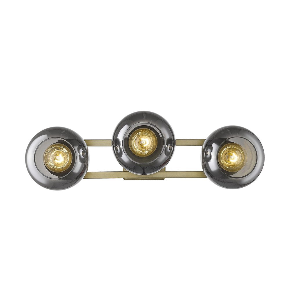 9" Smoky Black And Brass Metal Vanity Flush Mounted Sconce — view 4