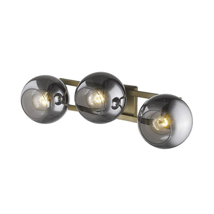 9" Smoky Black And Brass Metal Vanity Flush Mounted Sconce HomeRoots