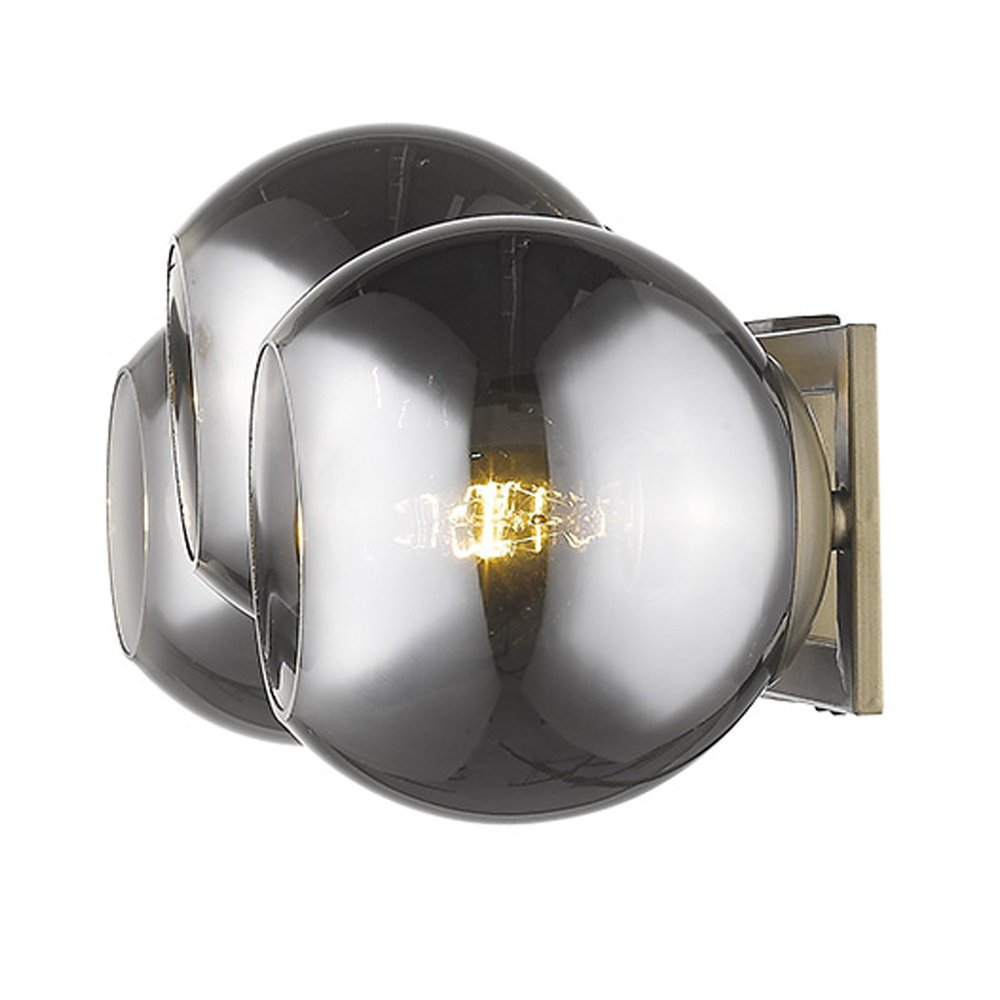 9" Smoky Black And Brass Metal Vanity Flush Mounted Sconce HomeRoots