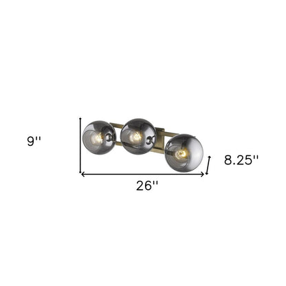 9" Smoky Black And Brass Metal Vanity Flush Mounted Sconce HomeRoots