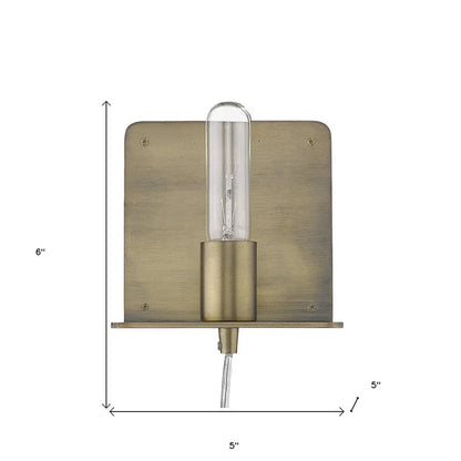 Petite Dull Gold Shelf Wall Light HomeRoots