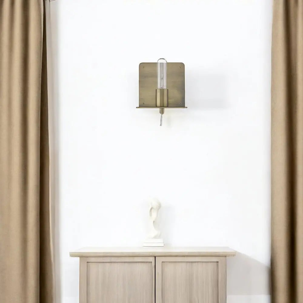 Petite Dull Gold Shelf Wall Light HomeRoots