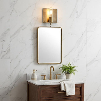 Petite Dull Gold Shelf Wall Light HomeRoots