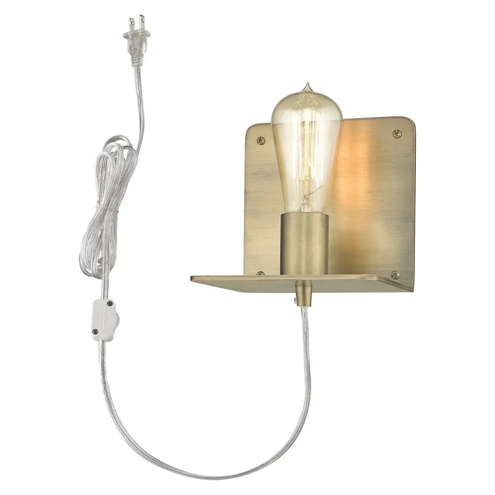 Petite Dull Gold Shelf Wall Light HomeRoots