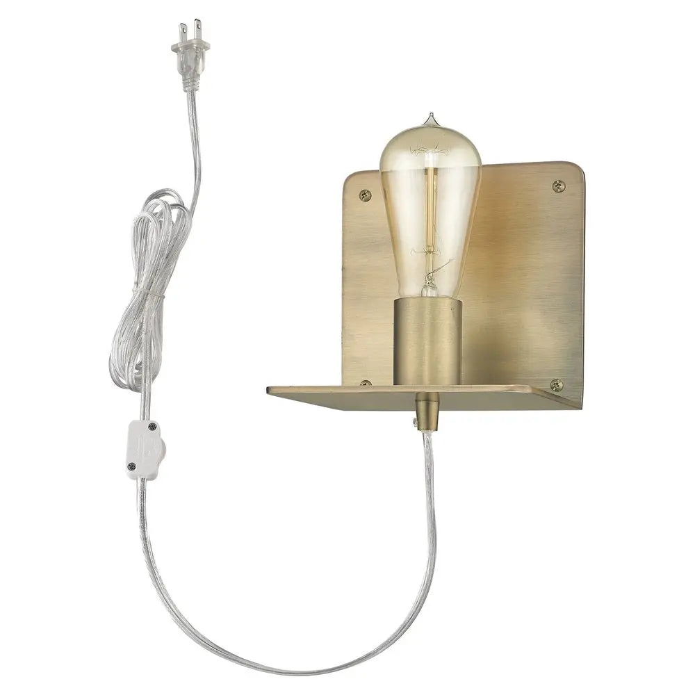 Petite Dull Gold Shelf Wall Light HomeRoots