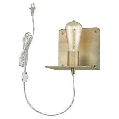 Petite Dull Gold Shelf Wall Light HomeRoots