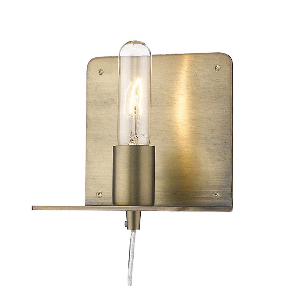 Petite Dull Gold Shelf Wall Light HomeRoots