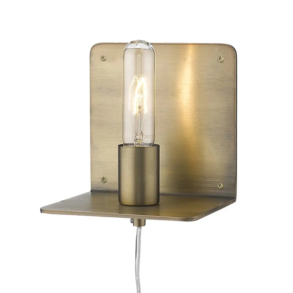 Petite Dull Gold Shelf Wall Light HomeRoots