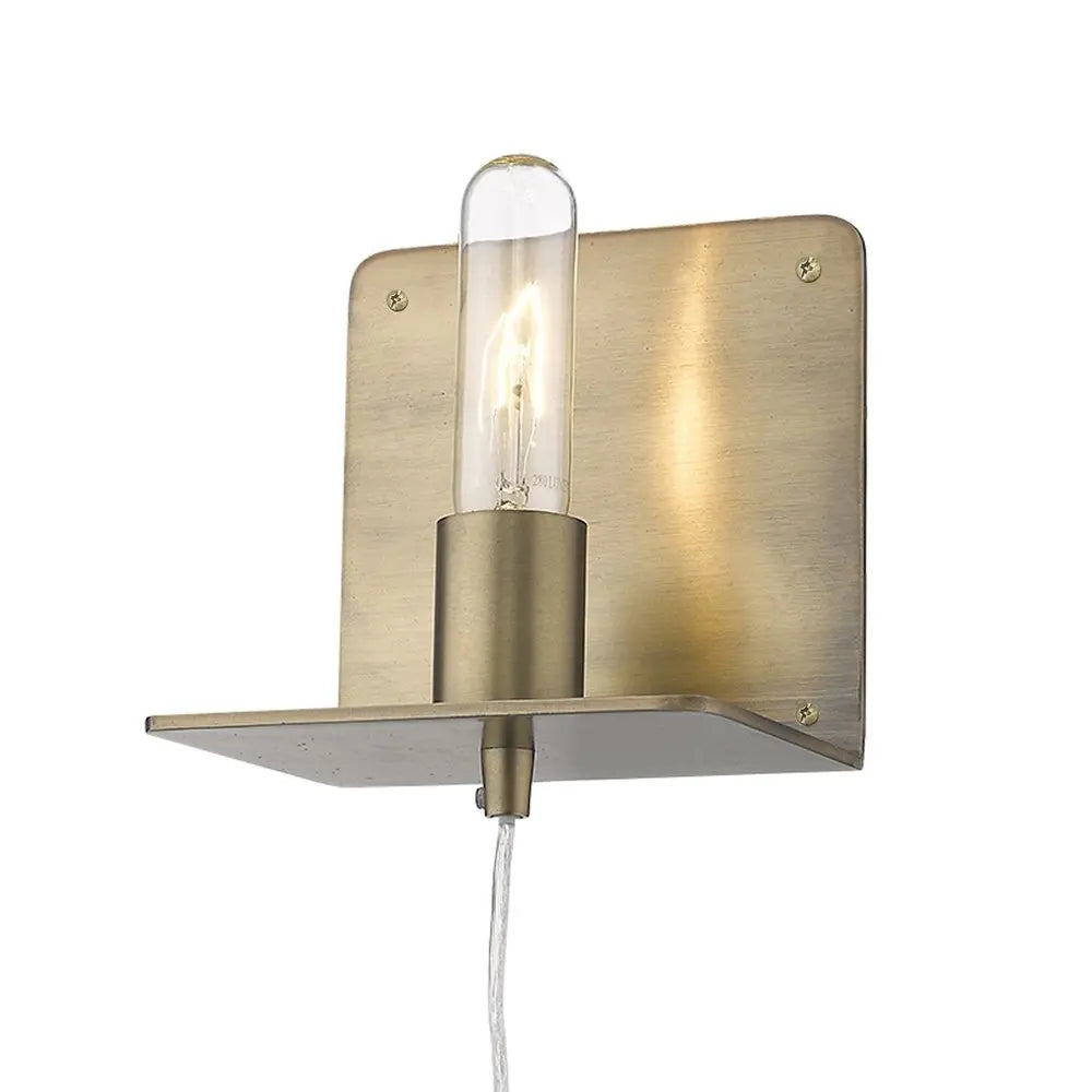 Petite Dull Gold Shelf Wall Light HomeRoots