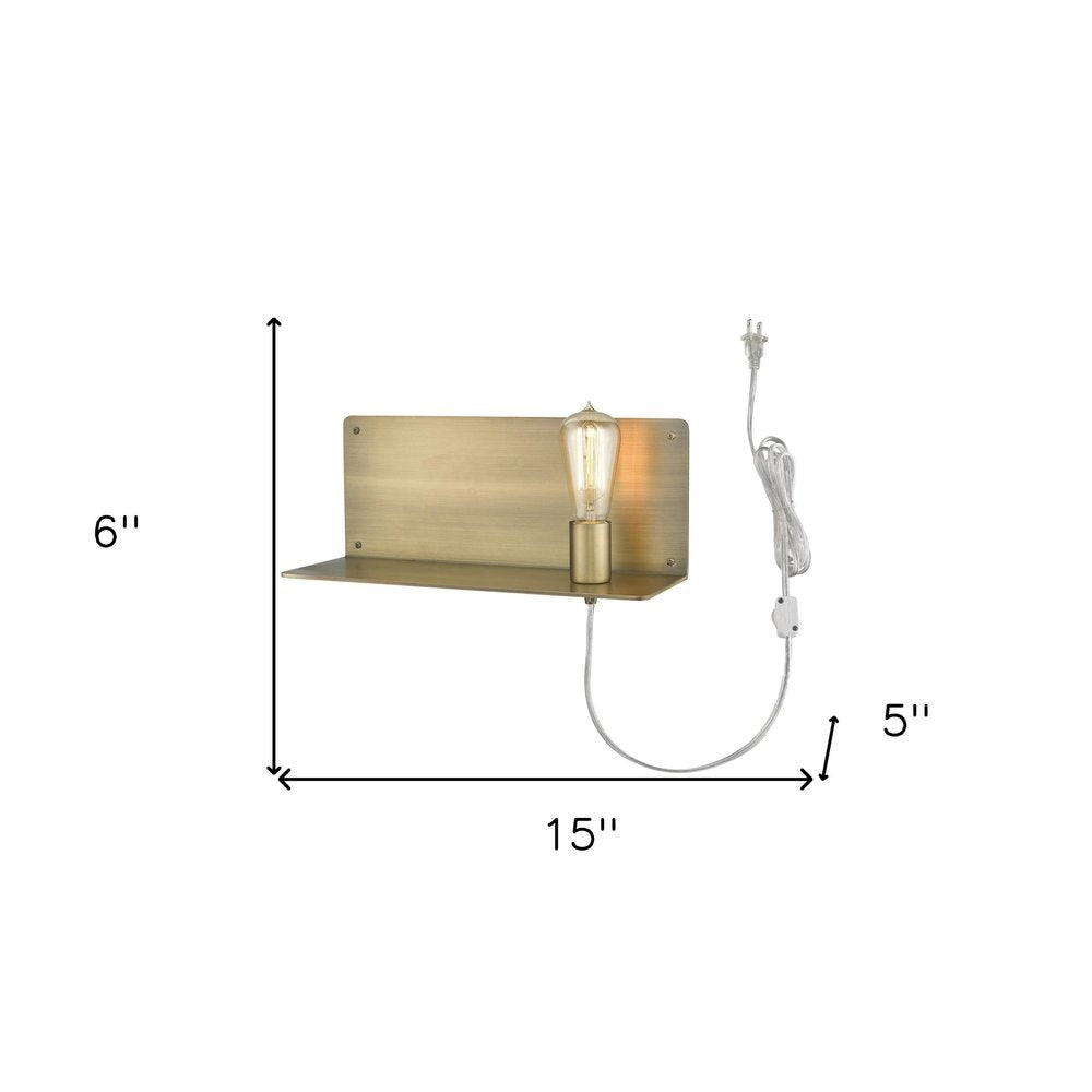 Dull Gold Shelf Wall Light HomeRoots