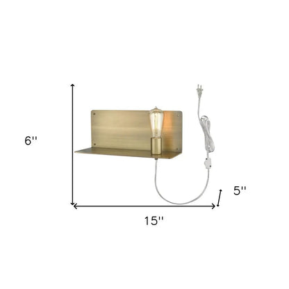Dull Gold Shelf Wall Light HomeRoots