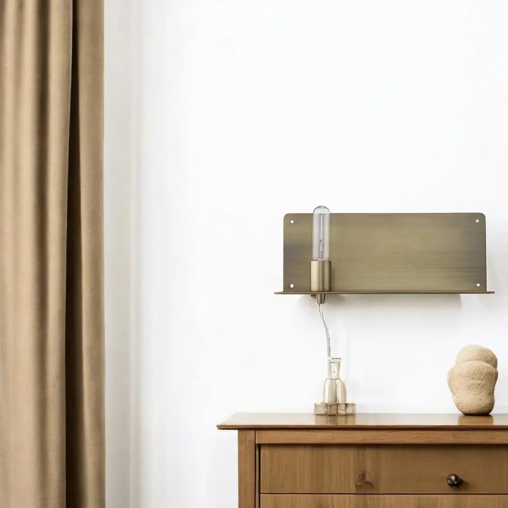 Dull Gold Shelf Wall Light HomeRoots