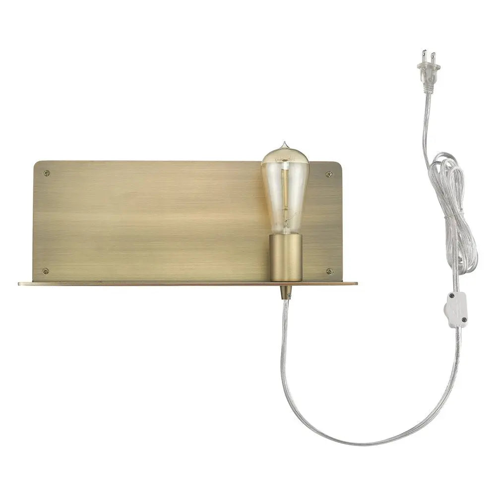 Dull Gold Shelf Wall Light HomeRoots