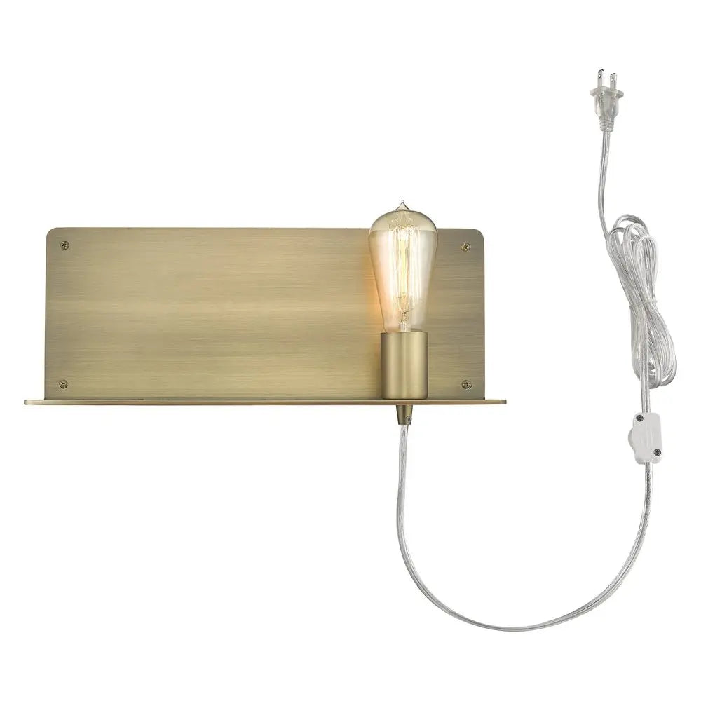 Dull Gold Shelf Wall Light HomeRoots