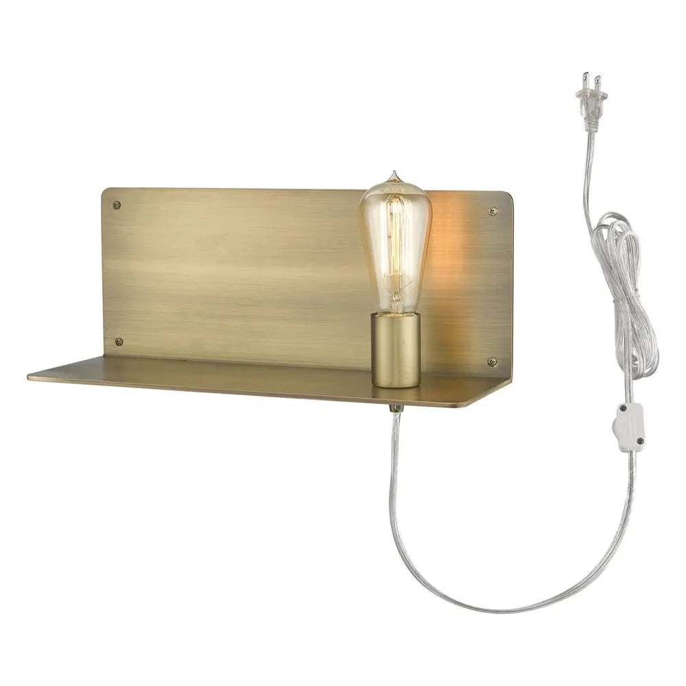 Dull Gold Shelf Wall Light HomeRoots