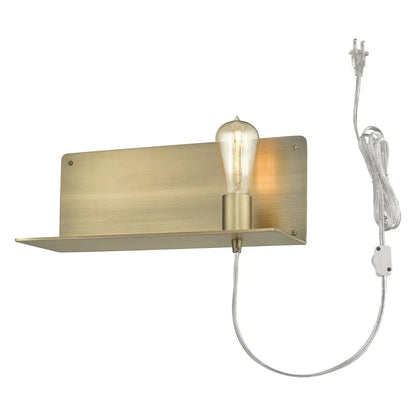 Dull Gold Shelf Wall Light HomeRoots