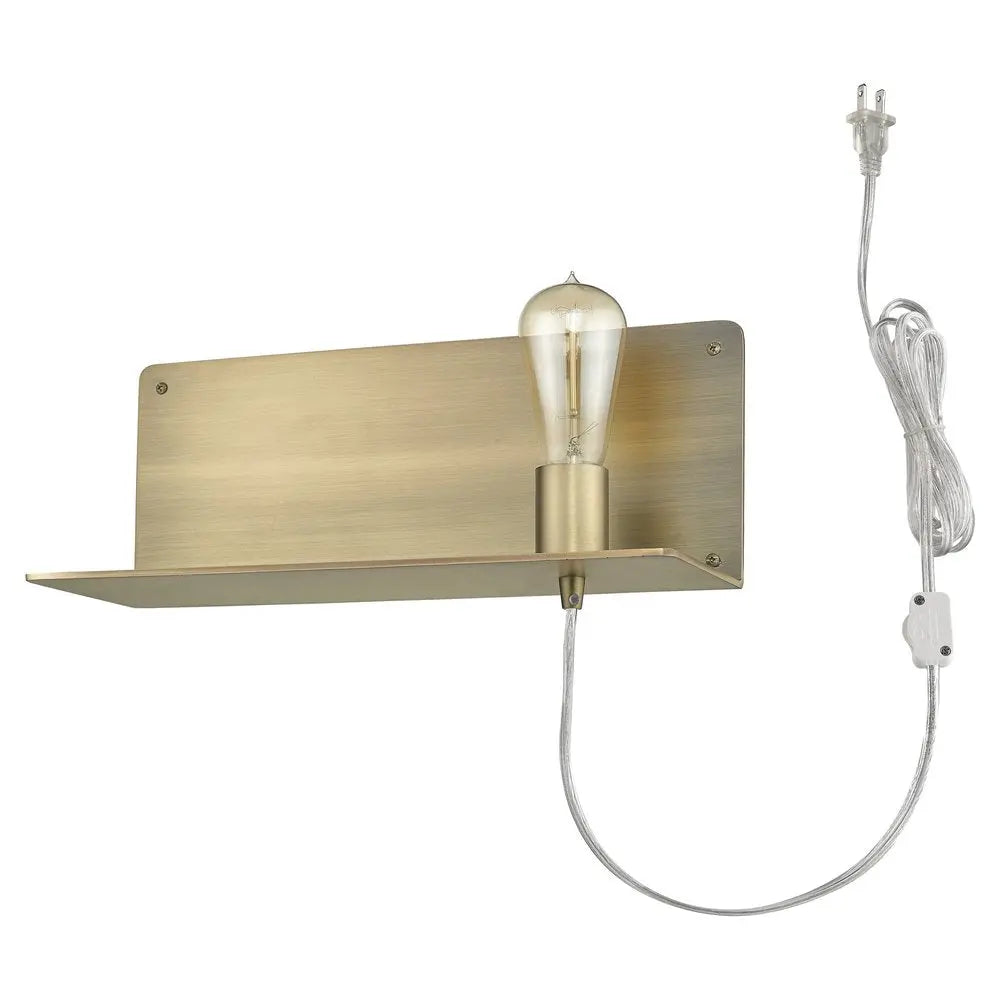 Dull Gold Shelf Wall Light HomeRoots