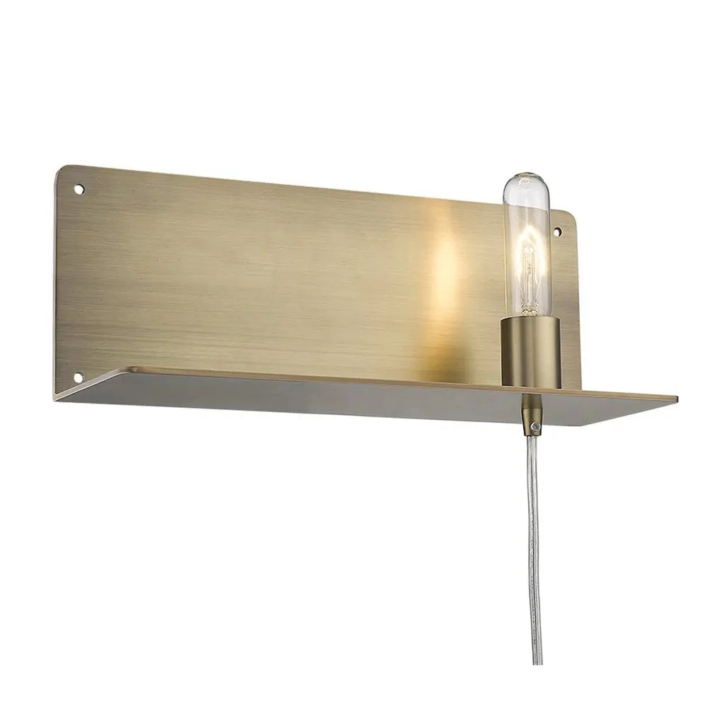 Dull Gold Shelf Wall Light HomeRoots