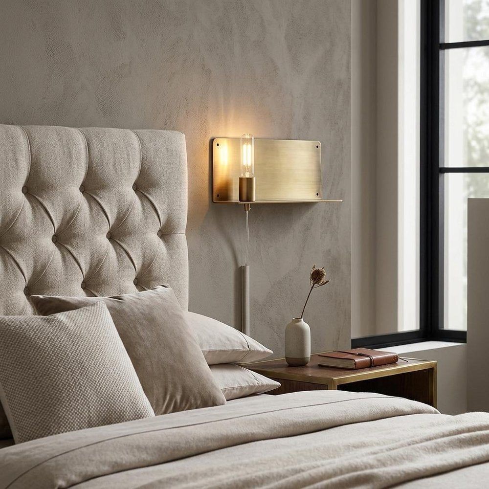 XL Dull Gold Shelf Wall Light HomeRoots