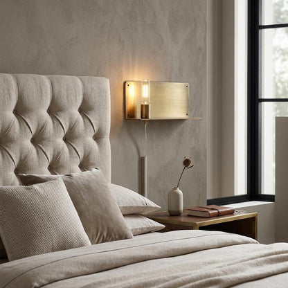 XL Dull Gold Shelf Wall Light HomeRoots