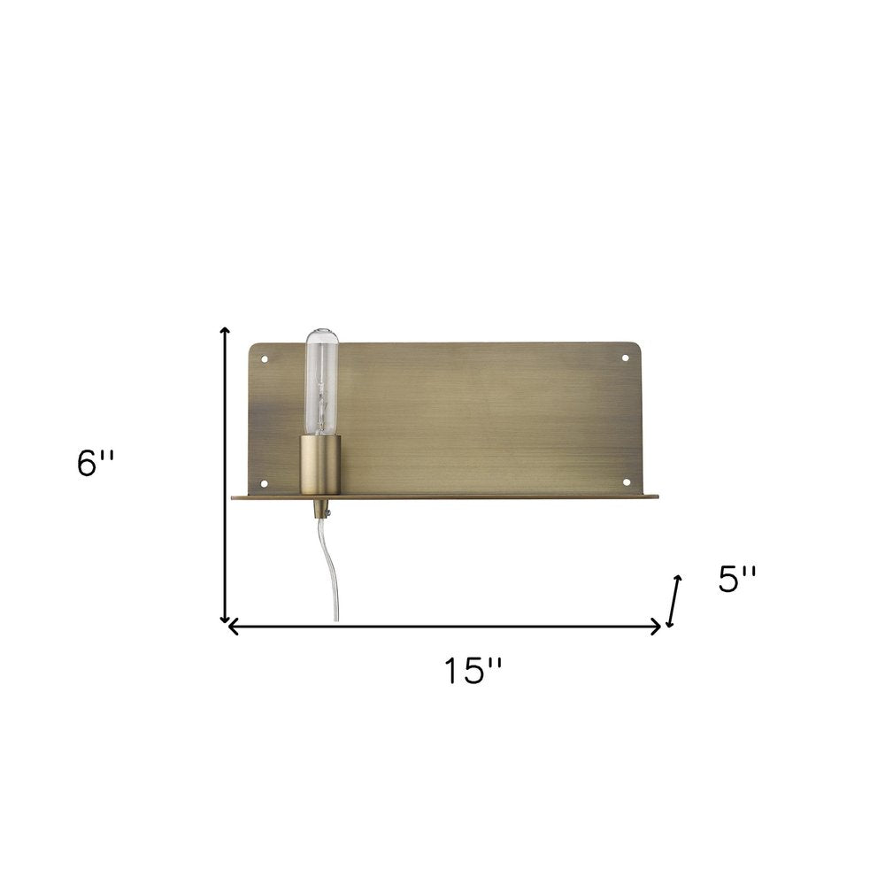 XL Dull Gold Shelf Wall Light HomeRoots