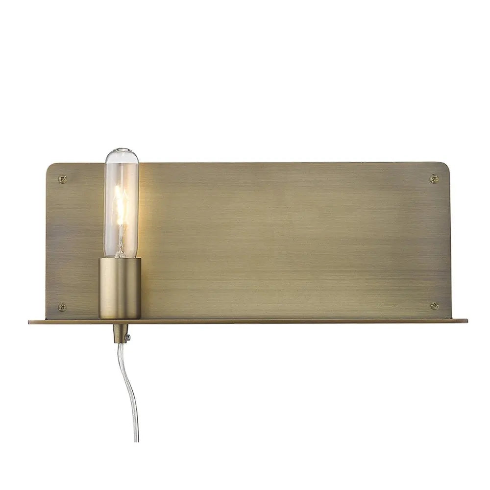 XL Dull Gold Shelf Wall Light HomeRoots