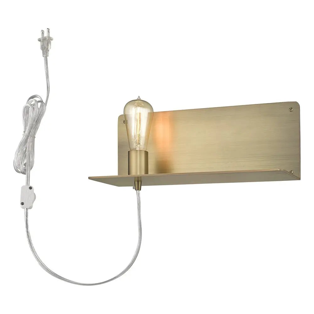 XL Dull Gold Shelf Wall Light HomeRoots