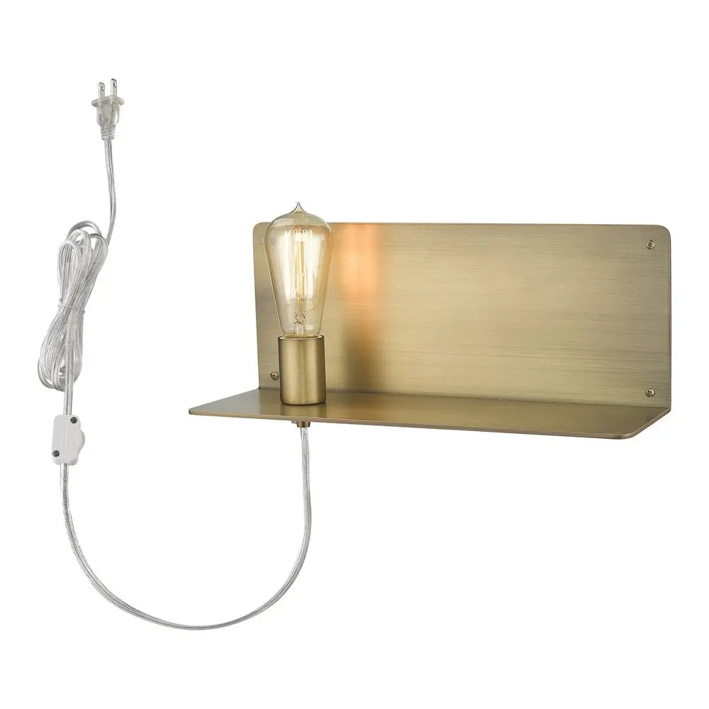 XL Dull Gold Shelf Wall Light HomeRoots