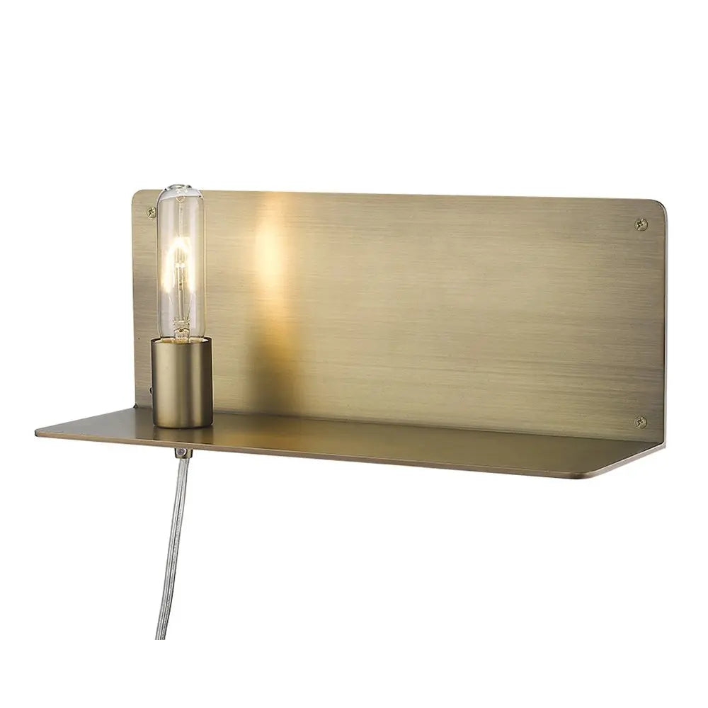 XL Dull Gold Shelf Wall Light HomeRoots