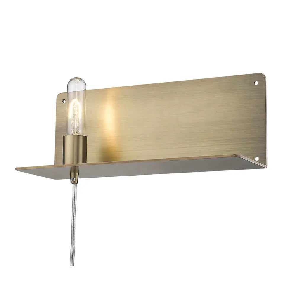 XL Dull Gold Shelf Wall Light HomeRoots