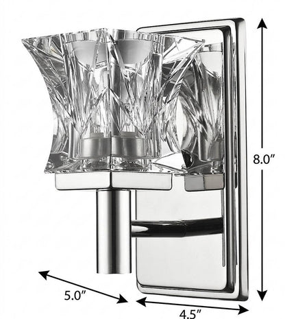 Arabella 1-Light Polished Nickel Sconce With Pressed Crystal Shade HomeRoots