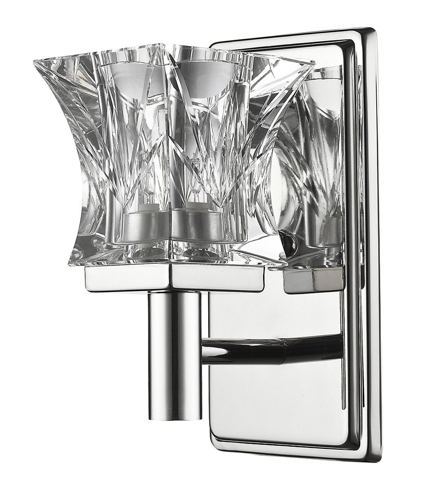 Arabella 1-Light Polished Nickel Sconce With Pressed Crystal Shade HomeRoots