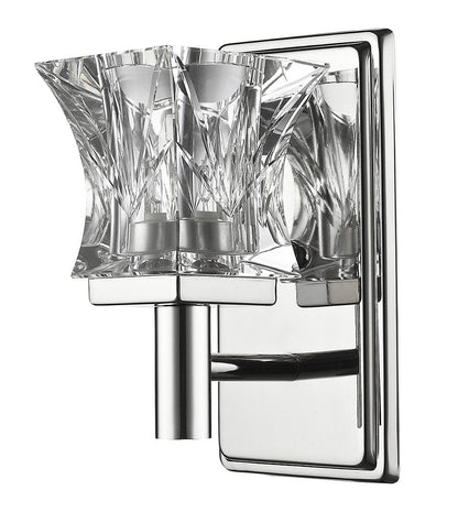 Arabella 1-Light Polished Nickel Sconce With Pressed Crystal Shade HomeRoots