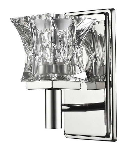 Arabella 1-Light Polished Nickel Sconce With Pressed Crystal Shade HomeRoots