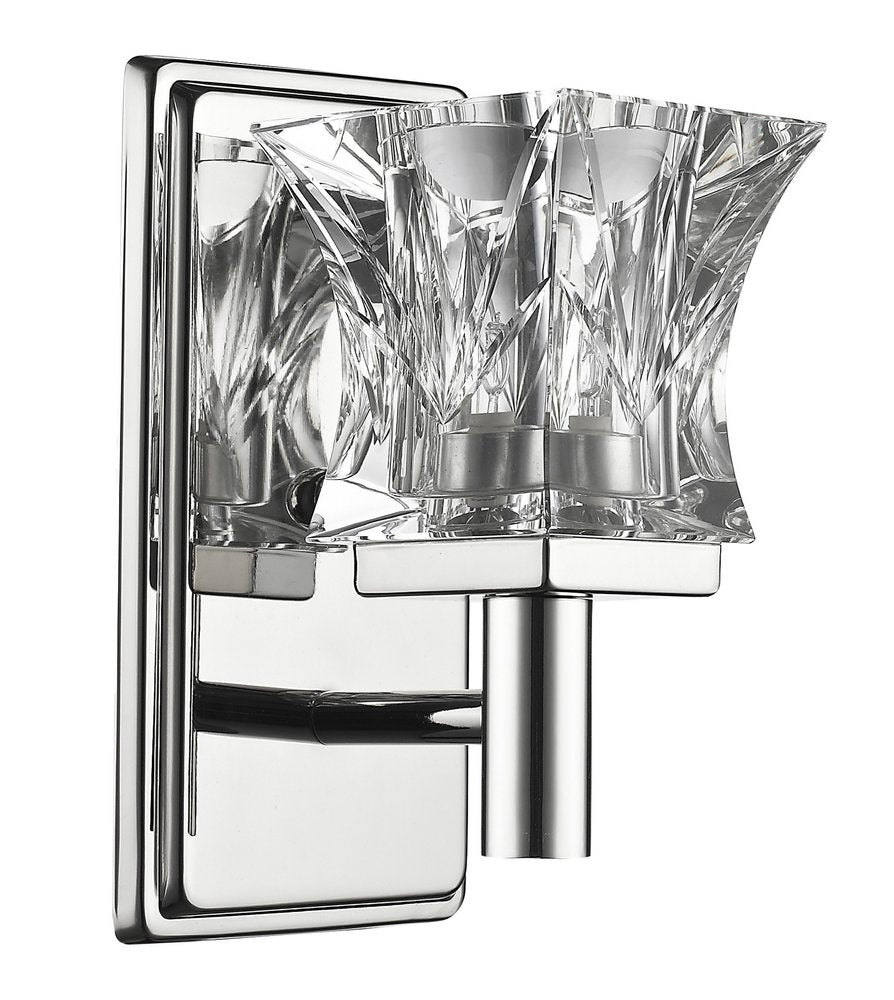 Arabella 1-Light Polished Nickel Sconce With Pressed Crystal Shade HomeRoots