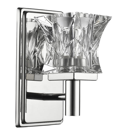 Arabella 1-Light Polished Nickel Sconce With Pressed Crystal Shade HomeRoots