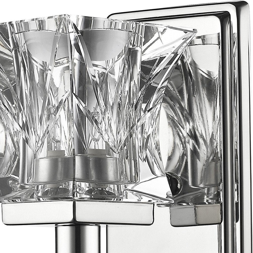 Arabella 1-Light Polished Nickel Sconce With Pressed Crystal Shade HomeRoots