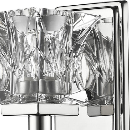 Arabella 1-Light Polished Nickel Sconce With Pressed Crystal Shade HomeRoots