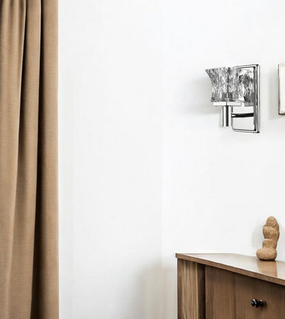 Arabella 1-Light Polished Nickel Sconce With Pressed Crystal Shade HomeRoots